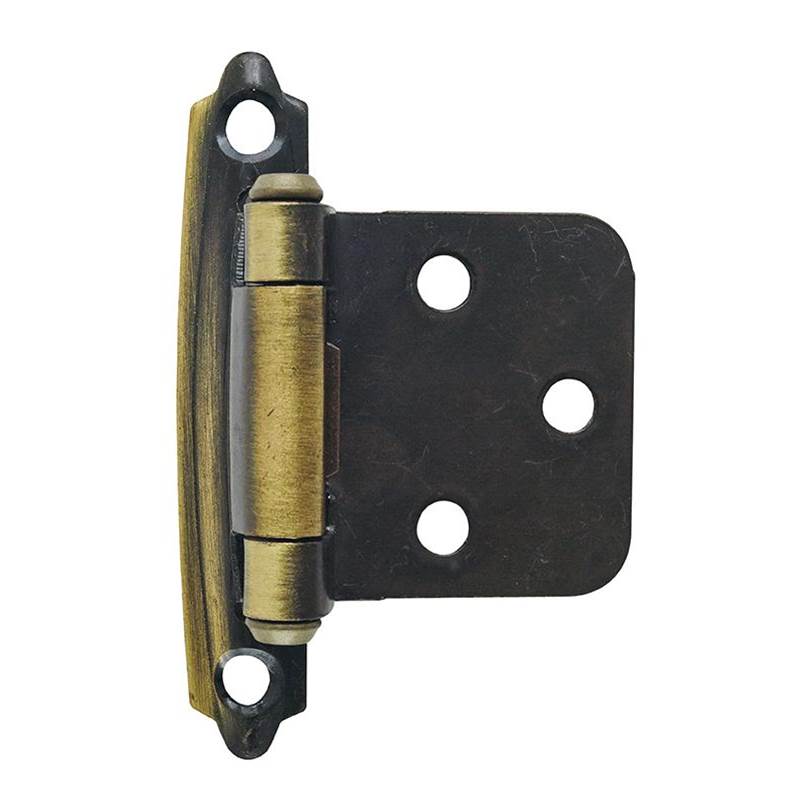Amerock Variable Overlay Self-Closing, Face Mount Antique Brass Hinge - 2 Pack