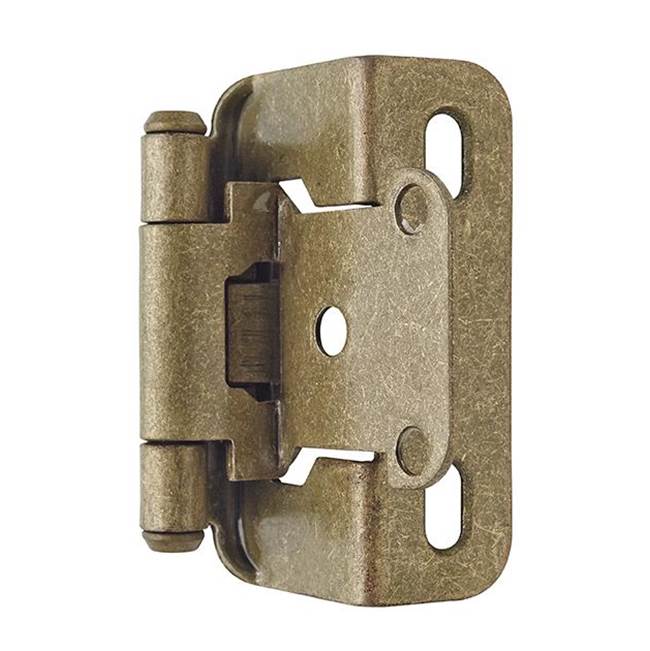 Amerock 1/2in (13 mm) Overlay Self-Closing, Partial Wrap Burnished Brass Hinge - 2 Pack