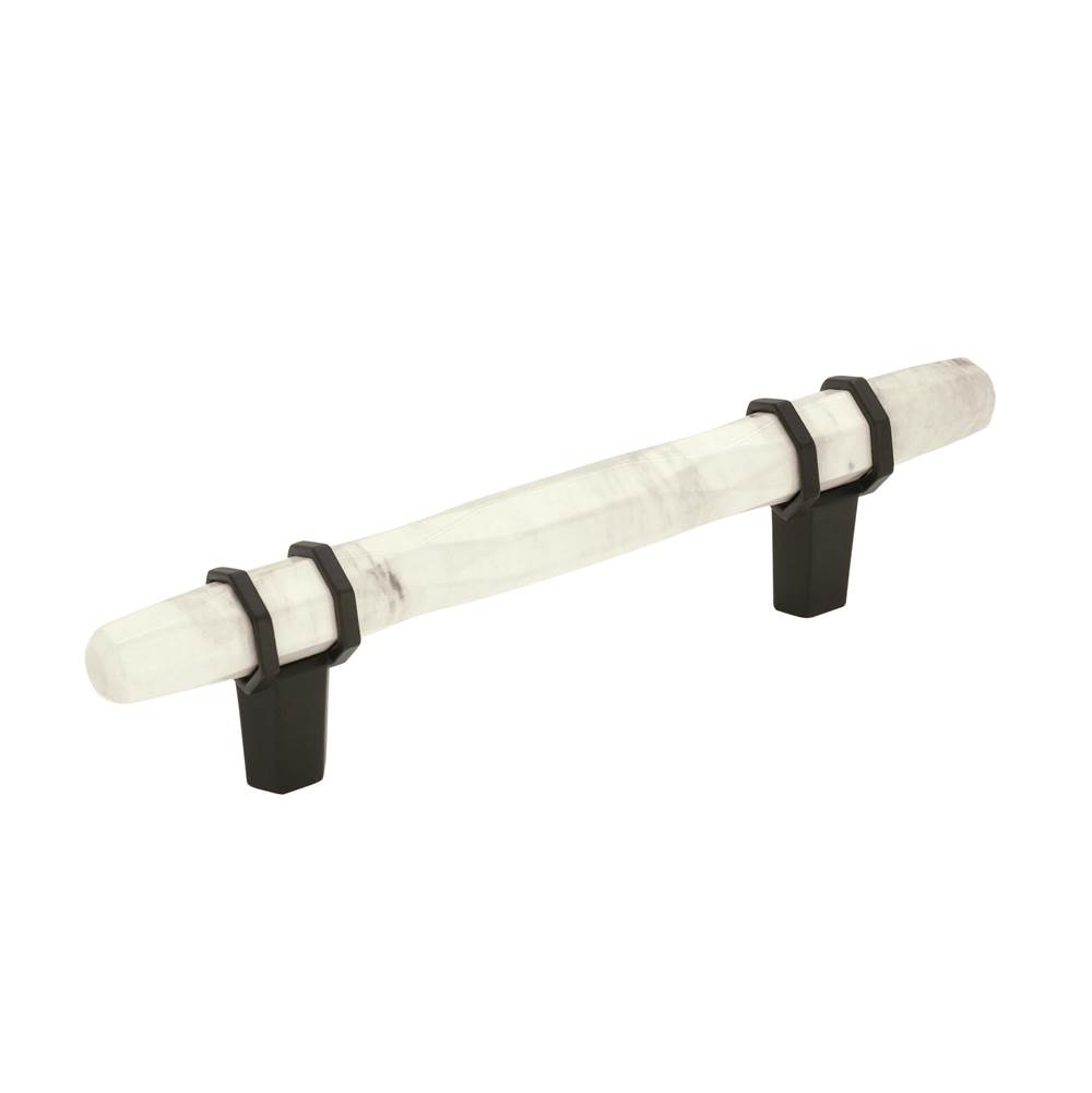 Amerock Carrione 3-3/4 in (96 mm) Center-to-Center Marble White/Black Bronze Cabinet Pull