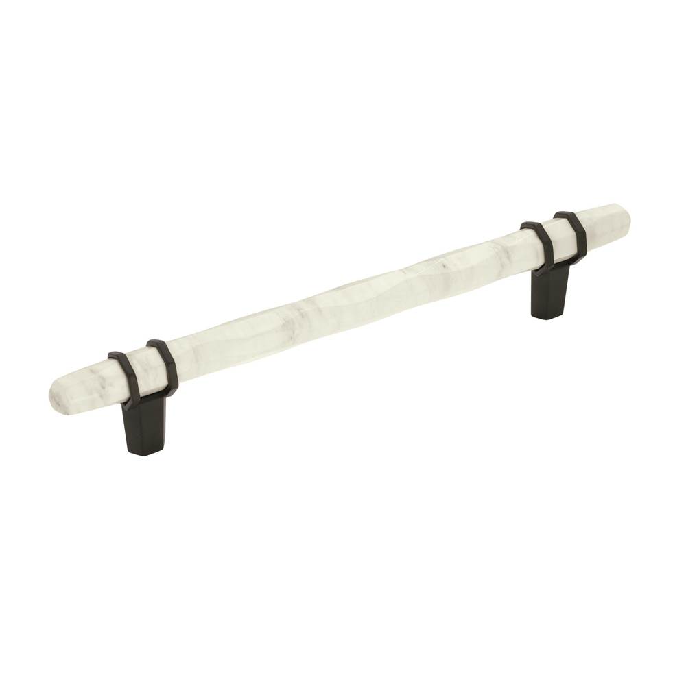 Amerock Carrione 6-5/16 in (160 mm) Center-to-Center Marble White/Black Bronze Cabinet Pull