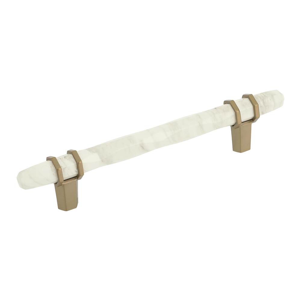 Amerock Carrione 5-1/16 in (128 mm) Center-to-Center Marble White/Golden Champagne Cabinet Pull