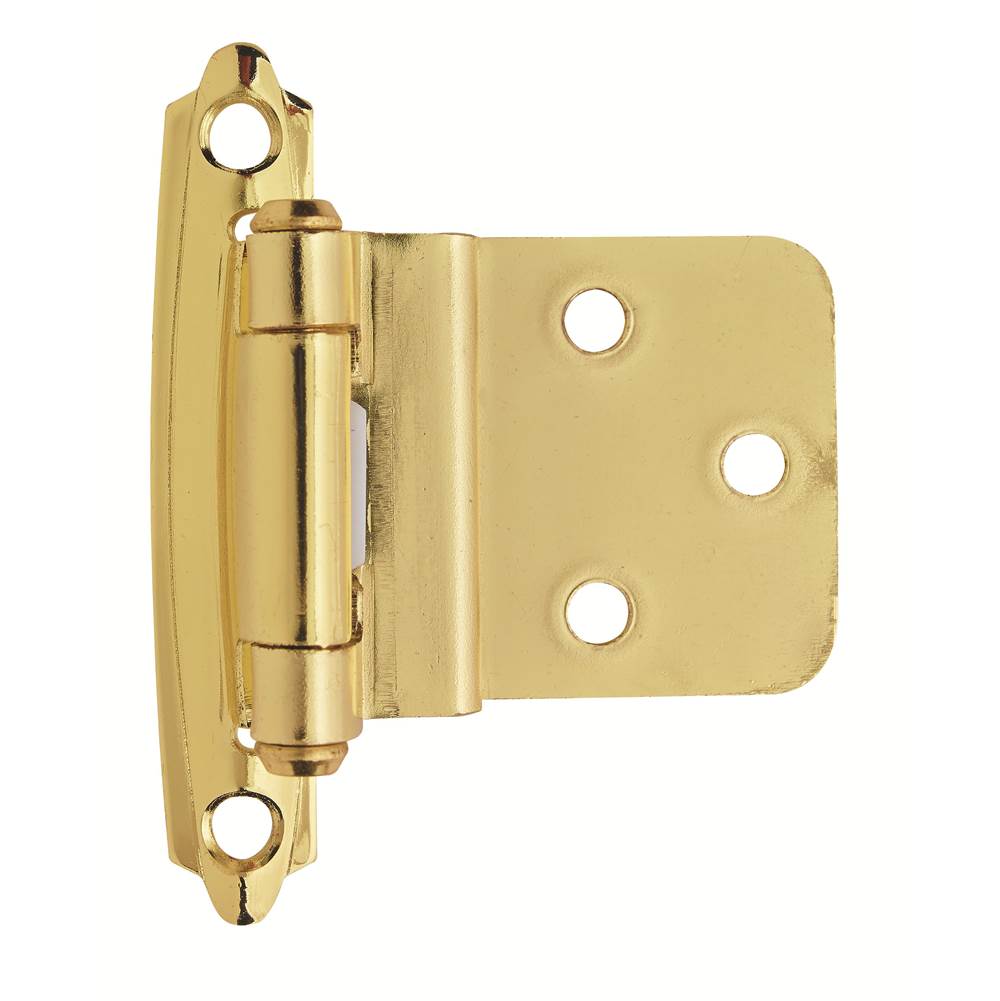 Amerock 3/8in (10 mm) Inset Self-Closing, Face Mount Polished Brass Hinge - 2 Pack