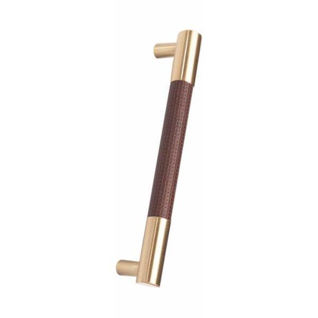 Colonial Bronze Leather Accented Round Appliance Pull, Door Pull, Shower Door Pull, Towel Bar With Straight Posts, Matte Satin Chrome x Shagreen Caviar Leather