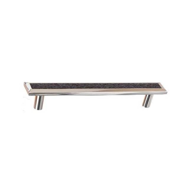 Colonial Bronze Leather Accented Rectangular, Beveled Appliance Pull, Door Pull, Shower Door Pull With Straight Posts, Satin Bronze x Sulky Black Leather