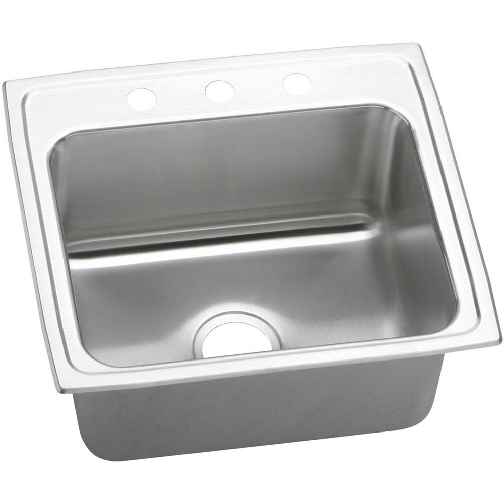 Elkay Lustertone Classic Stainless Steel 22'' x 19-1/2'' x 10-1/8'', 1-Hole Single Bowl Drop-in Sink with Quick-clip