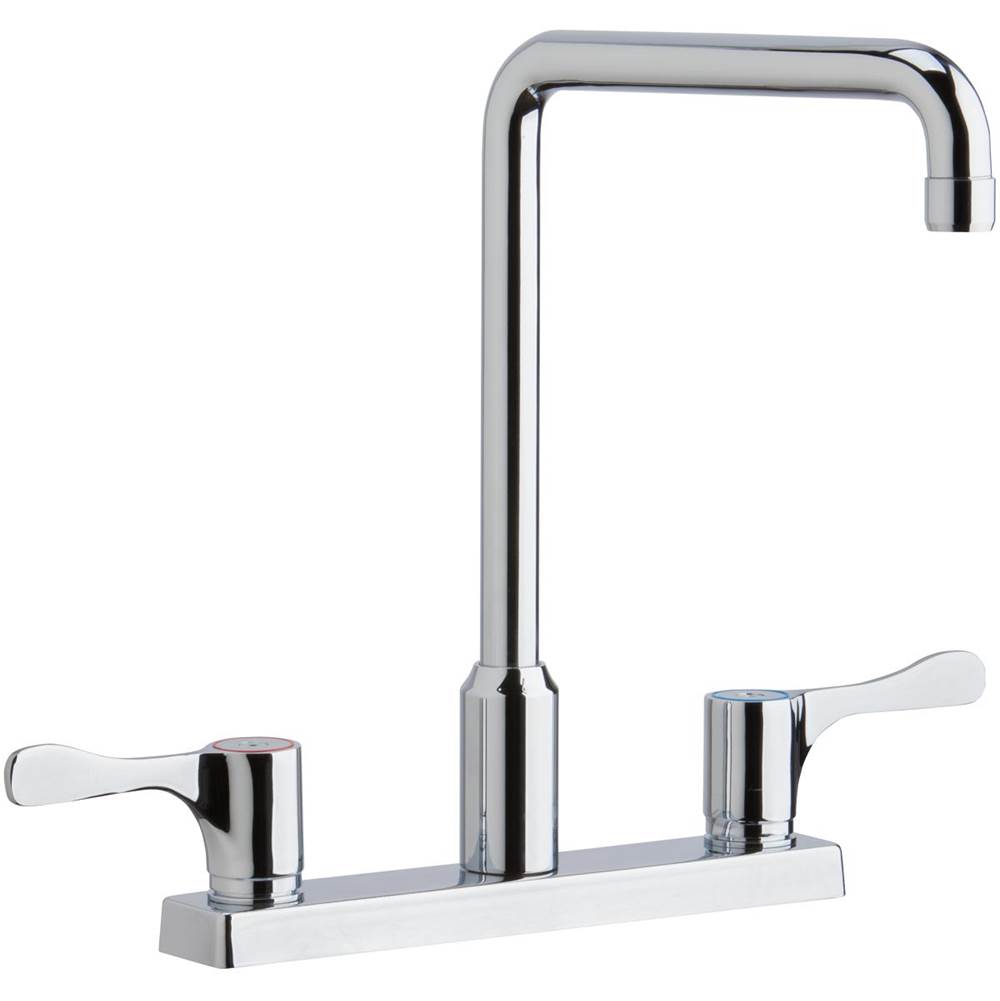 Elkay 8'' Centerset Exposed Deck Mount Faucet with Arc Spout and 4'' Lever Handles Chrome