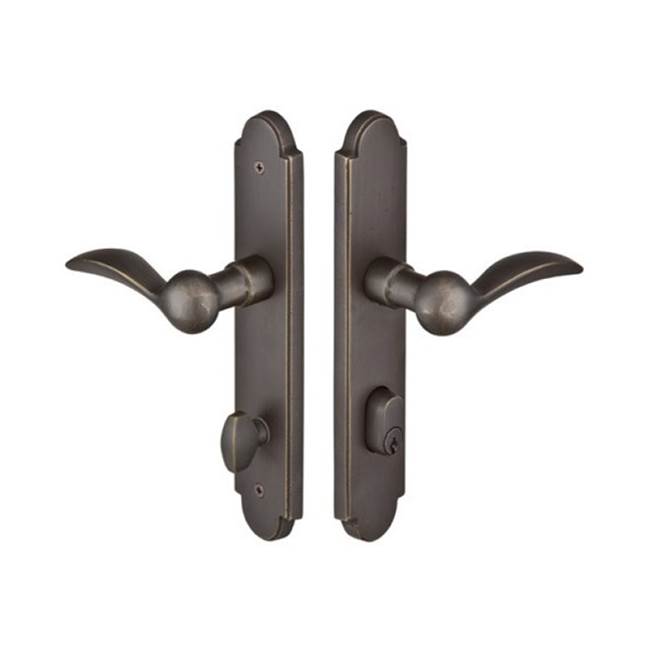 Emtek Multi Point C4, Keyed with American Cyl, Arched Style, 2'' x 10'', Montrose Lever, LH, MB