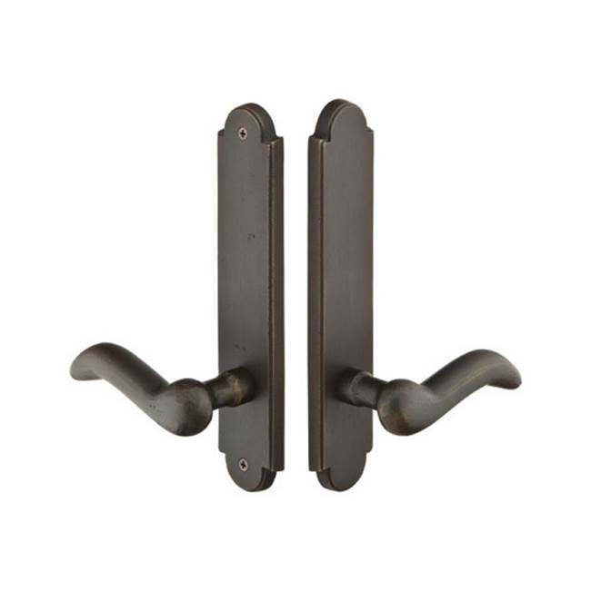 Emtek Multi Point C3, Non-Keyed Fixed Handle OS, Operating Handle IS, Arched Style, 2'' x 10'', Aurora Lever, LH, TWB