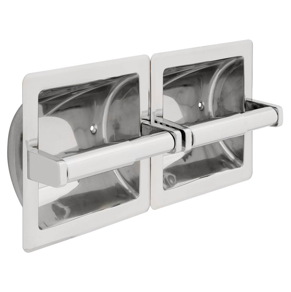 Franklin Brass Horizontal Recessed Twin Paper Holder , Bright Stainless Steel