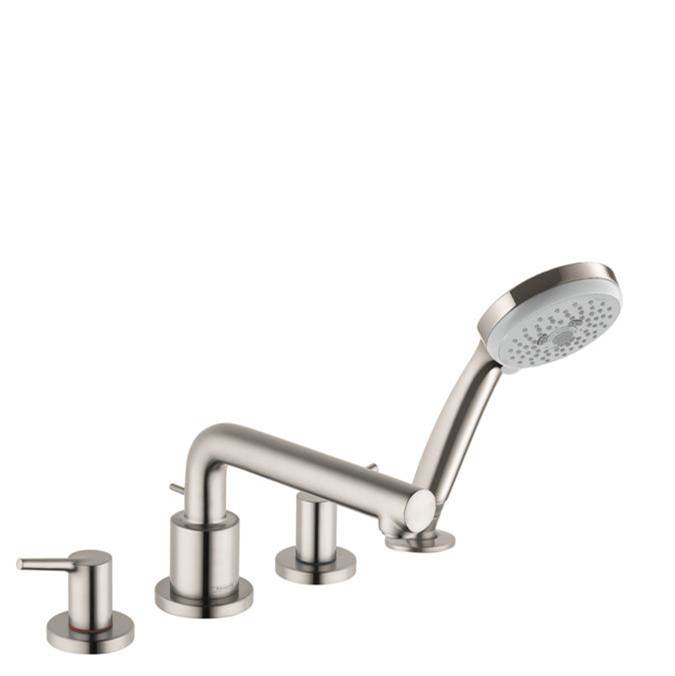 Hansgrohe Talis S 4-Hole Roman Tub Set Trim with 1.8 GPM Handshower in Brushed Nickel