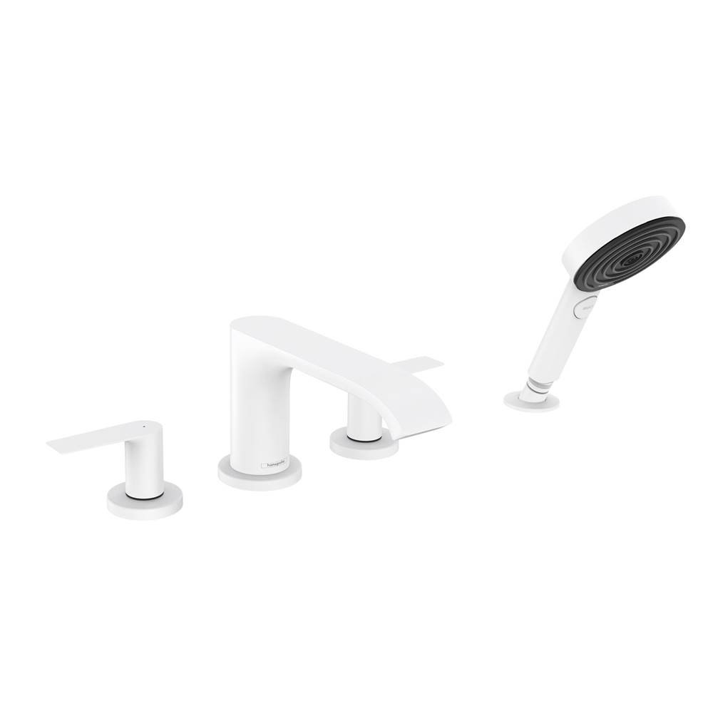 Hansgrohe Vivenis 4-Hole Roman Tub Set Trim with 1.75 GPM Handshower in Matte White