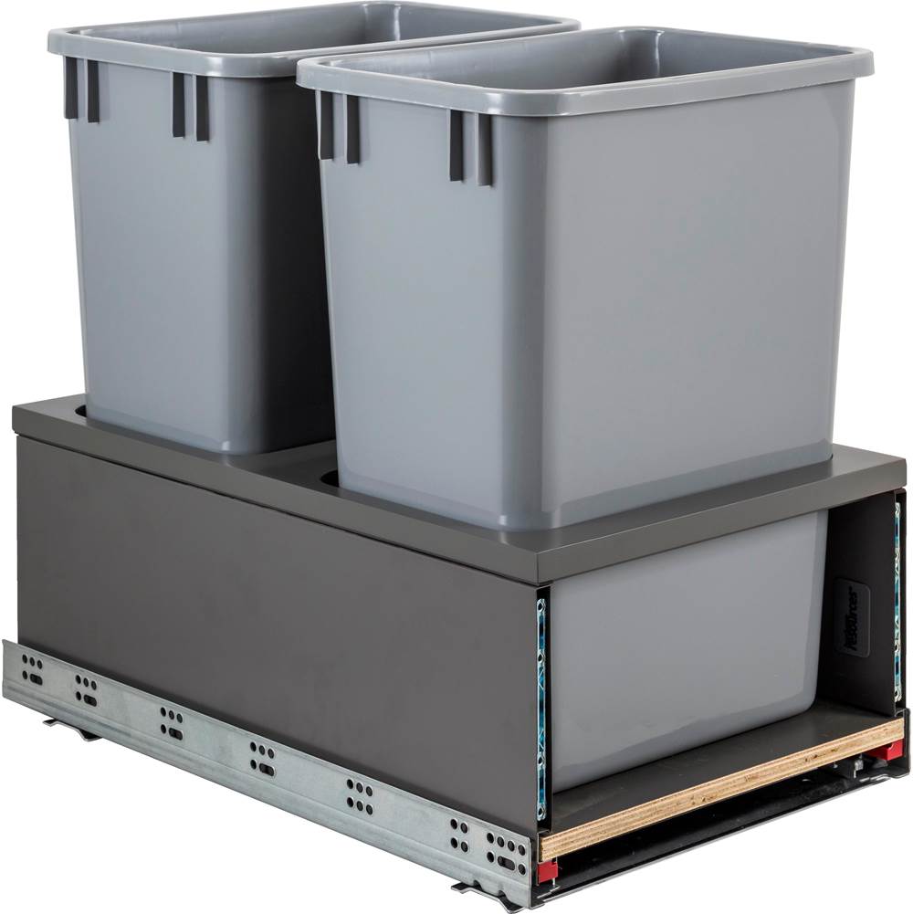 Hardware Resources Double 35 Quart Metal Drawer Box Soft-close Trashcan Pullout