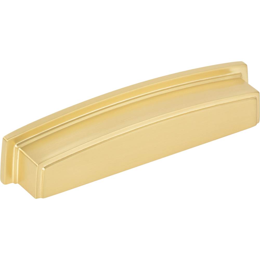 Jeffrey Alexander 128 mm Center Brushed Gold Square-to-Center Square Renzo Cabinet Cup Pull