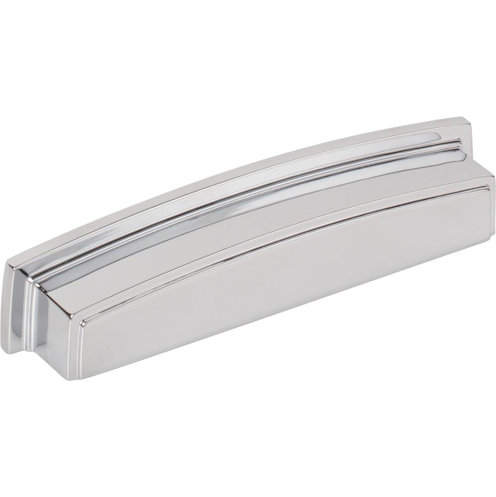 Jeffrey Alexander 128 mm Center Polished Chrome Square-to-Center Square Renzo Cabinet Cup Pull