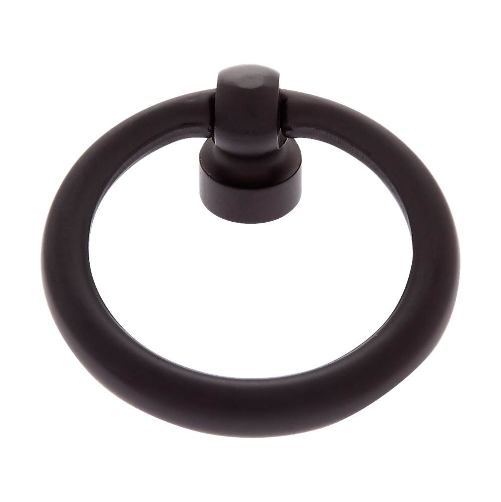 JVJ Hardware Classic Collection Matte Black Finish 1-1/2'' Diameter Ring Pull, Composition Solid Brass