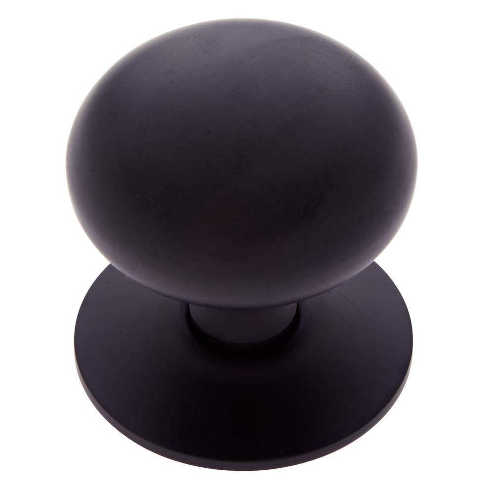 JVJ Hardware Classic Collection Matte Black Finish 1-1/2'' Plymouth Knob w/Back Plate, Composition Solid Brass