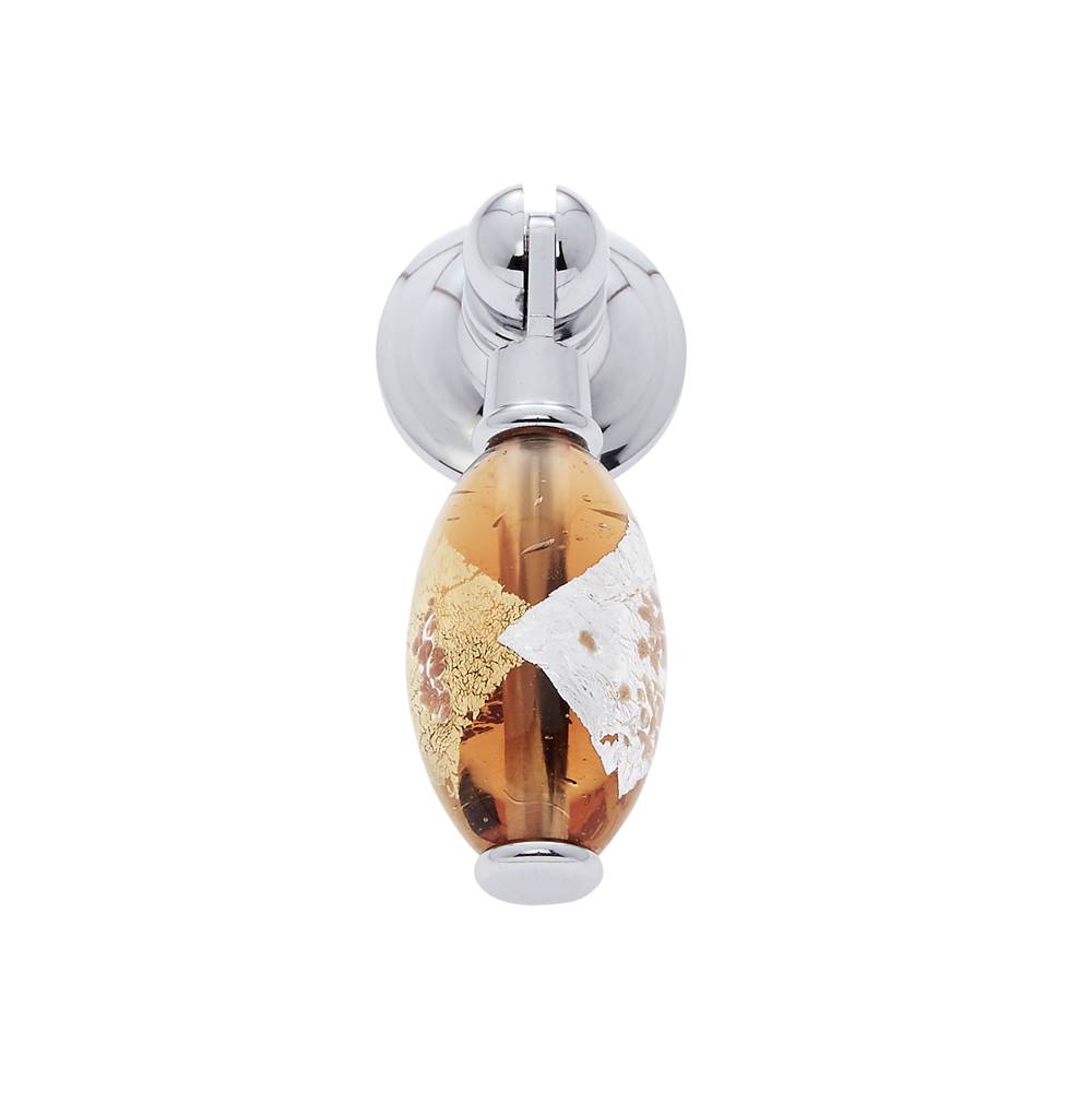 JVJ Hardware Murano Collection Polished Chrome Finish 30 mm Orange w/Gold and Silver Pendant Drop Pull, Composition Glass and Solid Brass