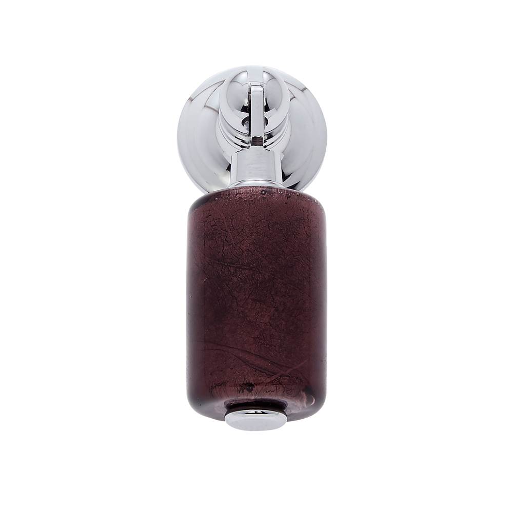 JVJ Hardware Murano Collection Polished Chrome Finish 30 mm Purple Pendant Drop Pull, Composition Glass and Solid Brass