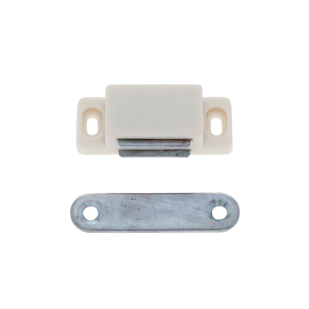 JVJ Hardware White Magnetic Catch w/Strike Plate And Screws, Composition Plastic/Steel