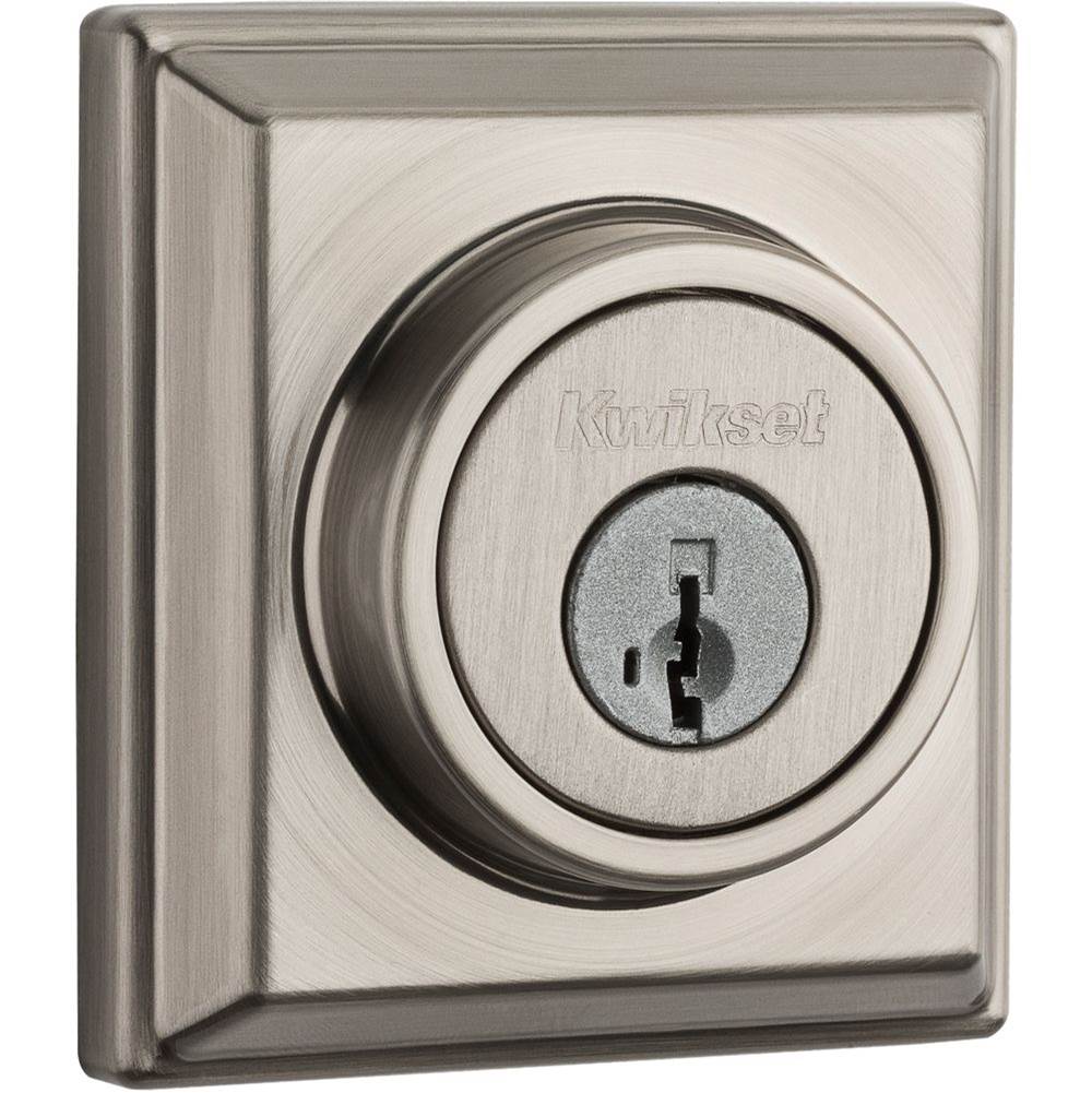 Kwikset Signature Series Contemporary Deadbolt featuring SmartKey and Home Connect Technology in Satin Nickel