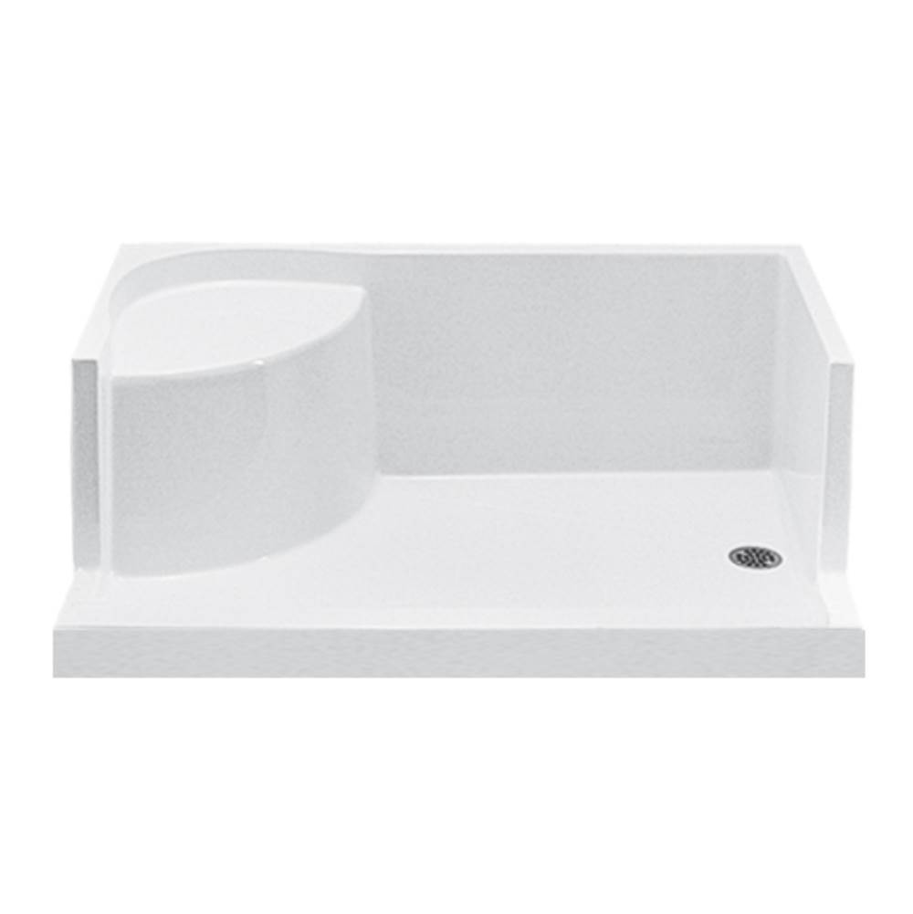 MTI Baths 6036 Acrylic Cxl Rh Drain Integral Seat/Tile Flange - White