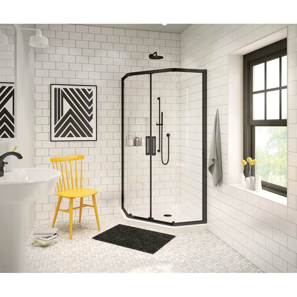 Maax Radia Neo-angle 40 x 40 x 71 1/2 in. 6 mm Sliding Shower Door for Corner Installation with Clear glass in Matte Black