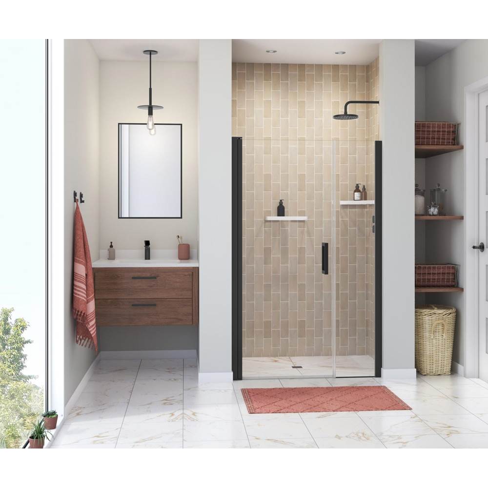 Maax Manhattan 45-47 x 68 in. 6 mm Pivot Shower Door for Alcove Installation with Clear glass & Square Handle in Matte Black