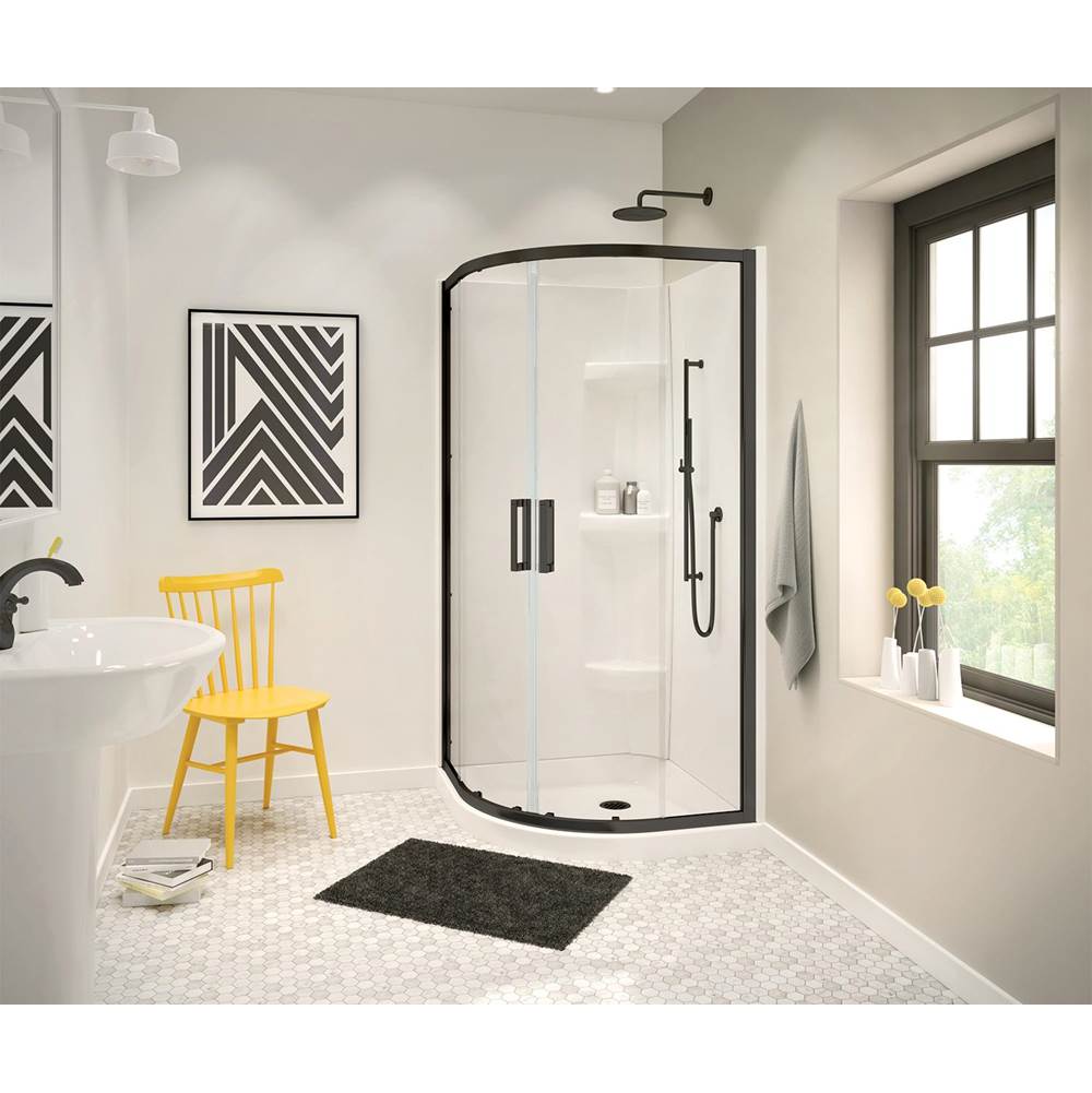 Maax Radia Neo-round 32 x 32 x 71 1/2 in. 6 mm Sliding Shower Door for Corner Installation with Clear glass in Matte Black