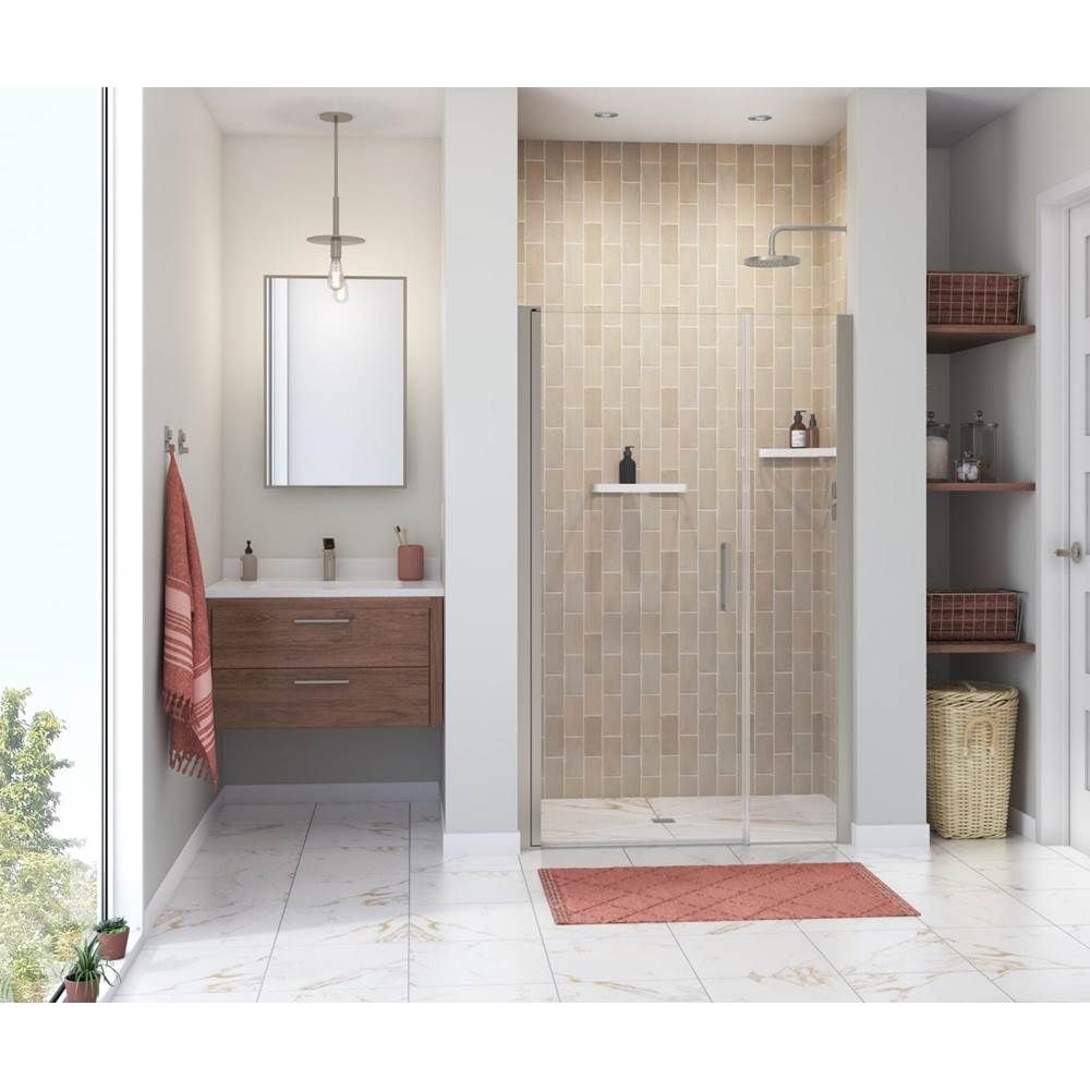 Maax Manhattan 45-47 x 68 in. 6 mm Pivot Shower Door for Alcove Installation with Clear glass & Round Handle in Brushed Nickel