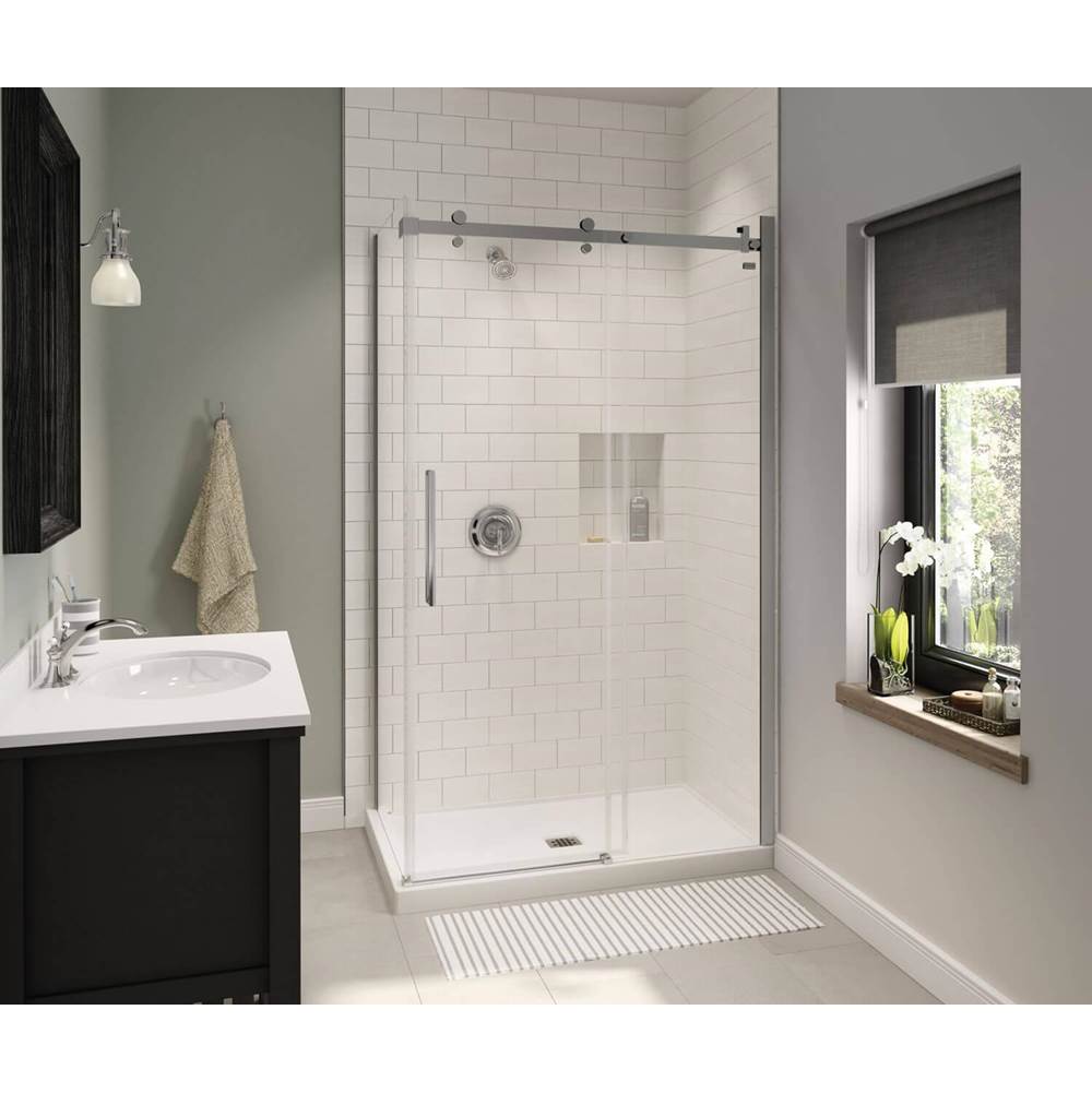 Maax B3X 4836 Acrylic Corner Right Shower Base with Anti-slip Bottom with Center Drain in White