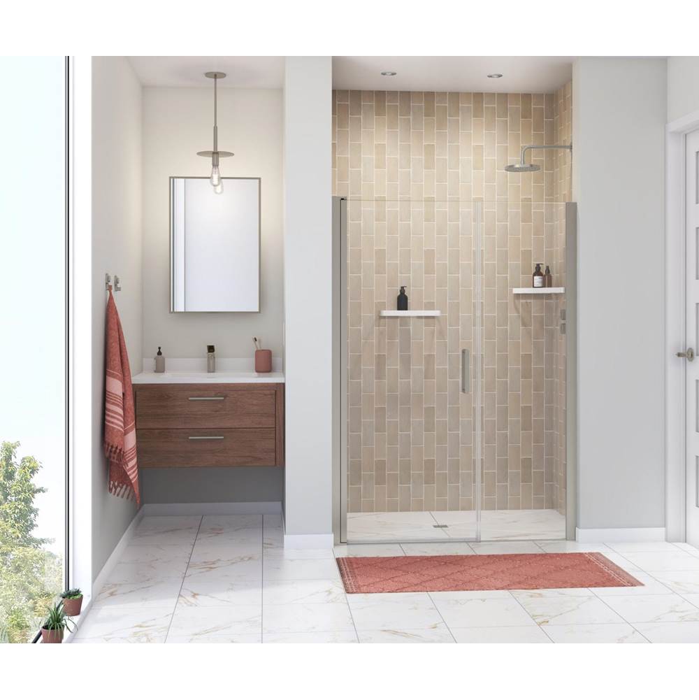 Maax Manhattan 51-53 x 68 in. 6 mm Pivot Shower Door for Alcove Installation with Clear glass & Round Handle in Brushed Nickel
