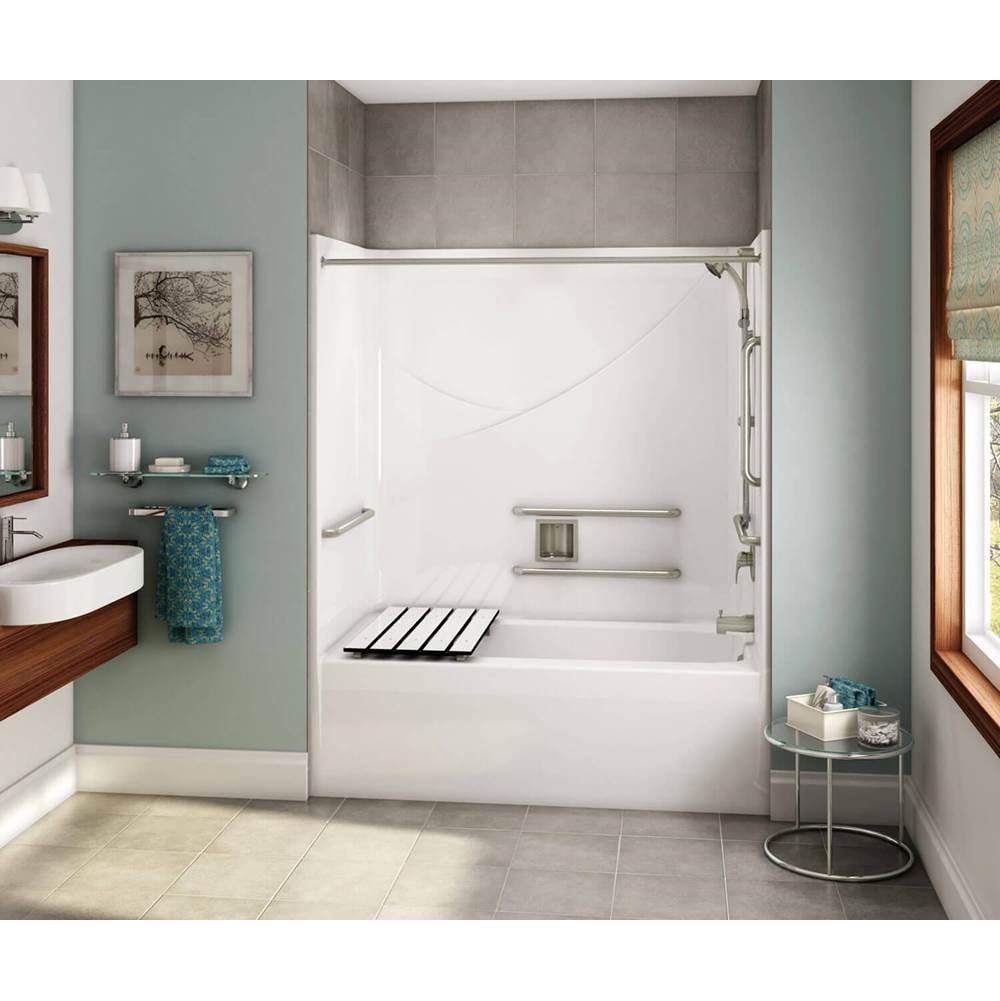Maax OPTS-6032 - ANSI Compliant AcrylX Alcove Left-Hand Drain One-Piece Tub Shower in White