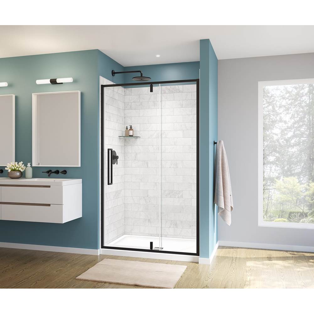 Maax Uptown 45-47 x 76 in. 8 mm Pivot Shower Door for Alcove Installation with Clear glass in Matte Black