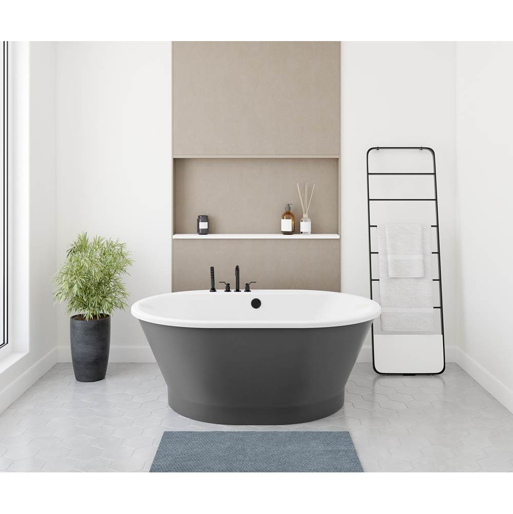 Maax Brioso 6042 AcrylX Freestanding Center Drain Bathtub in White with Thundey Grey Skirt