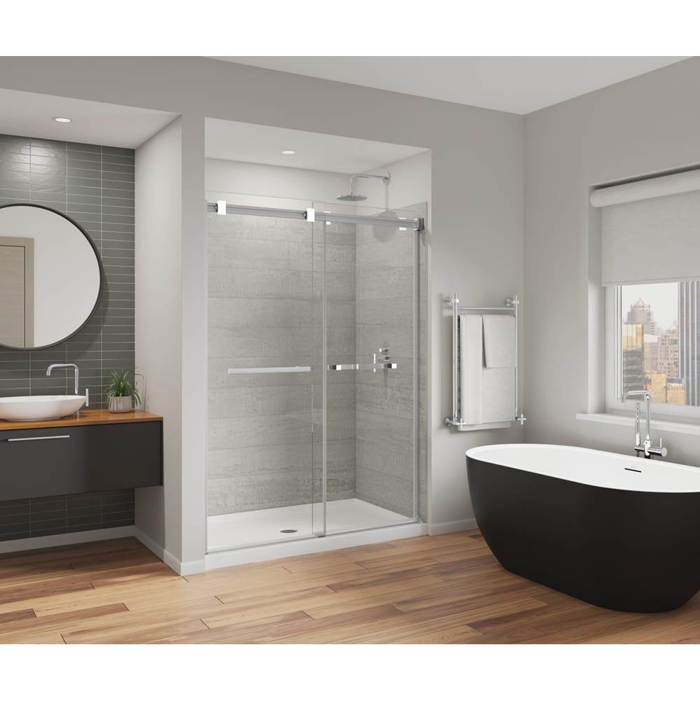Maax Duel Alto 56-59 X 78 in. 8mm Bypass Shower Door for Alcove Installation with GlassShield® glass in Chrome & Matte White