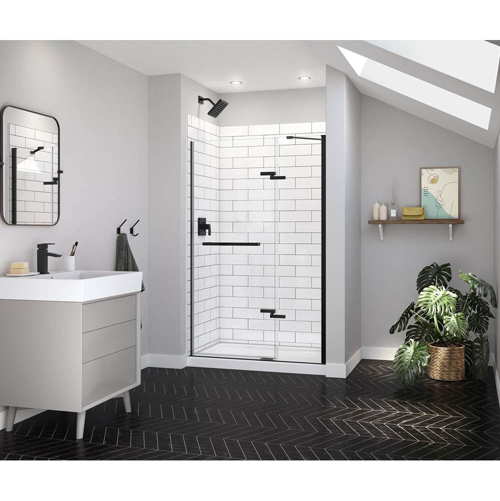 Maax Reveal Sleek 71 44-47 x 71 1/2 in. 8mm Pivot Shower Door for Alcove Installation with Clear glass in Matte Black