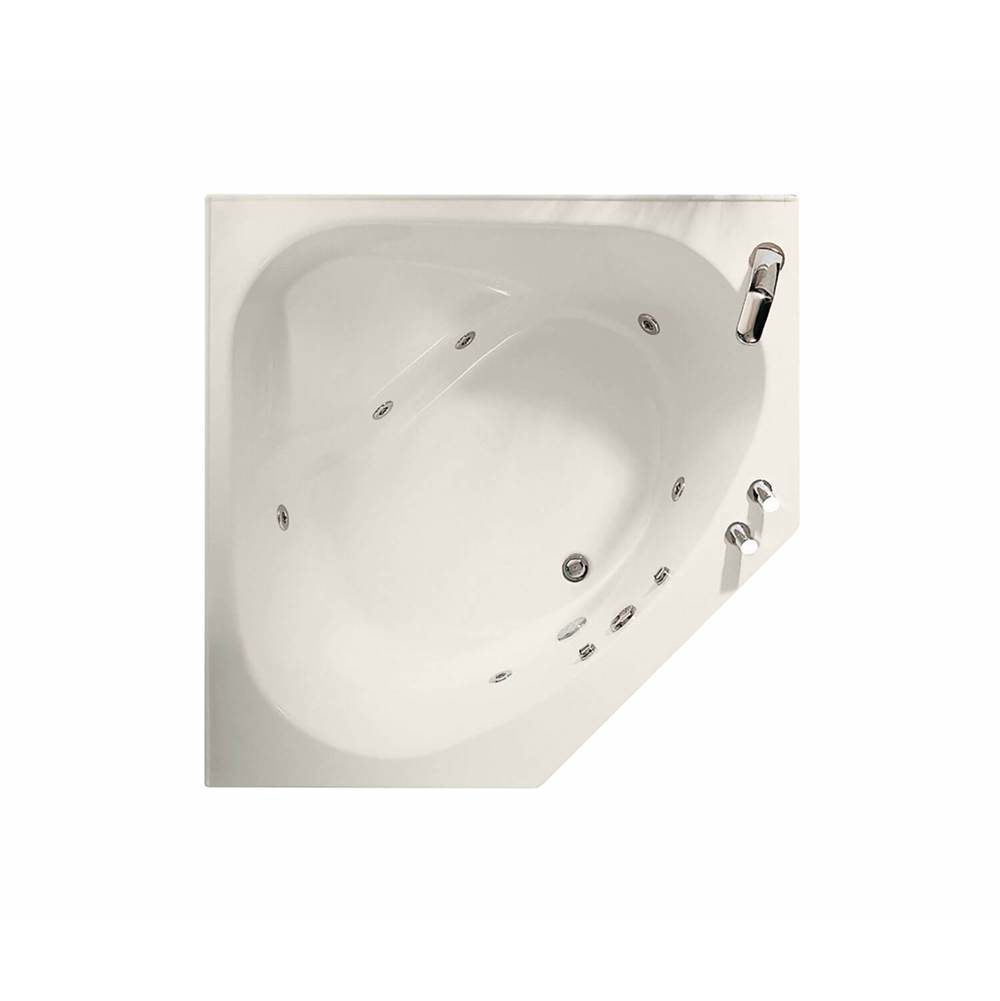 Maax Tandem 5454 Acrylic Corner Center Drain Aeroeffect Bathtub in Biscuit