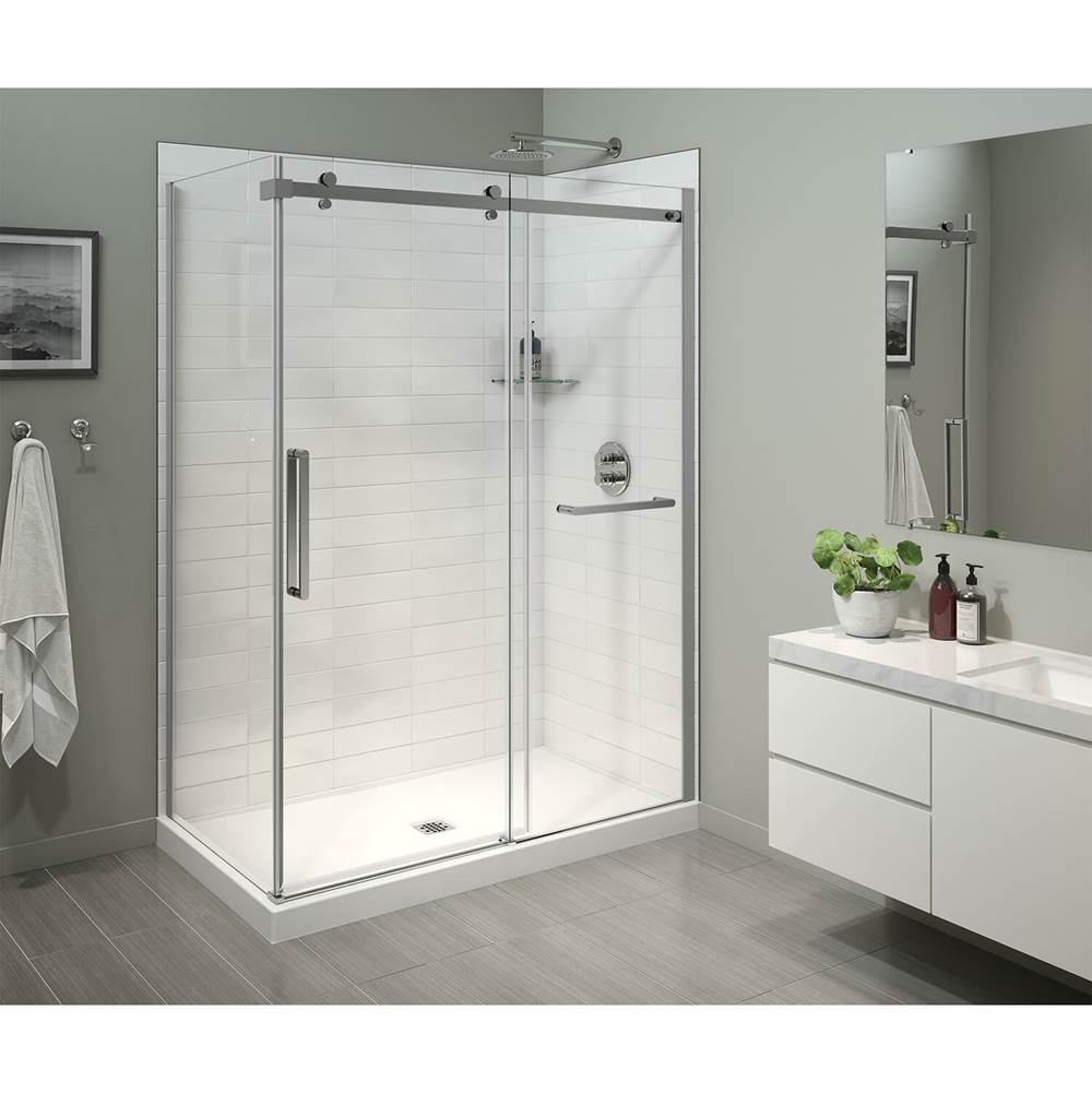 Maax Halo Pro 60 x 32 x 78 3/4 in. 8mm Sliding Shower Door with Towel Bar for Corner Installation with Clear glass in Chrome