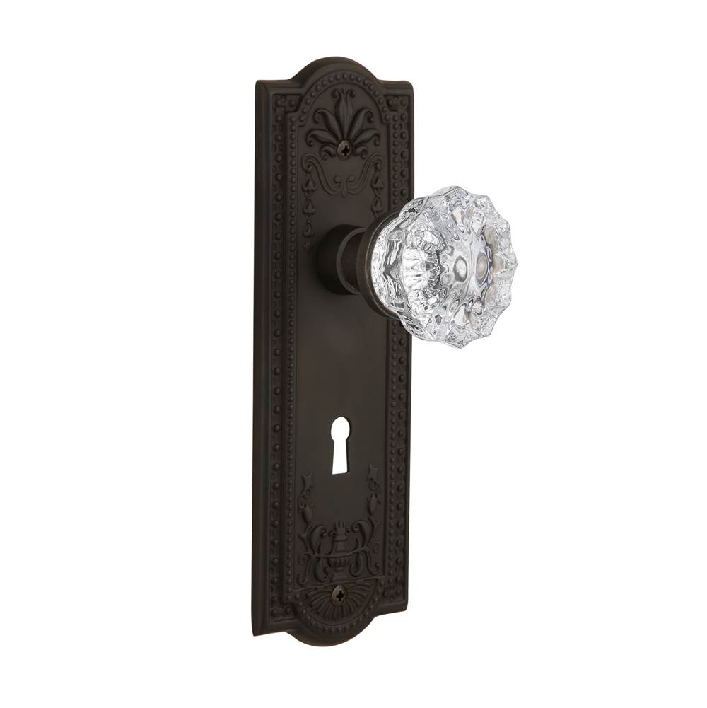 Nostalgic Warehouse Nostalgic Warehouse Meadows Plate with Keyhole Single Dummy Crystal Glass Door Knob in Oil-Rubbed Bronze