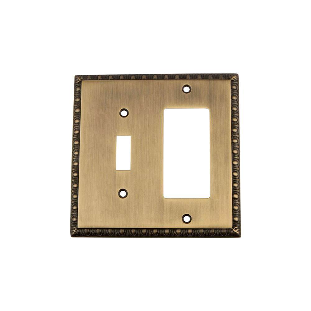Nostalgic Warehouse Nostalgic Warehouse Egg & Dart Switch Plate with Toggle and Rocker in Antique Brass