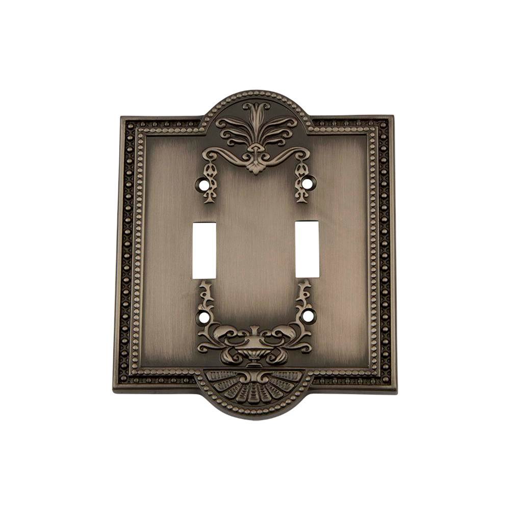 Nostalgic Warehouse Nostalgic Warehouse Meadows Switch Plate with Double Toggle in Antique Pewter