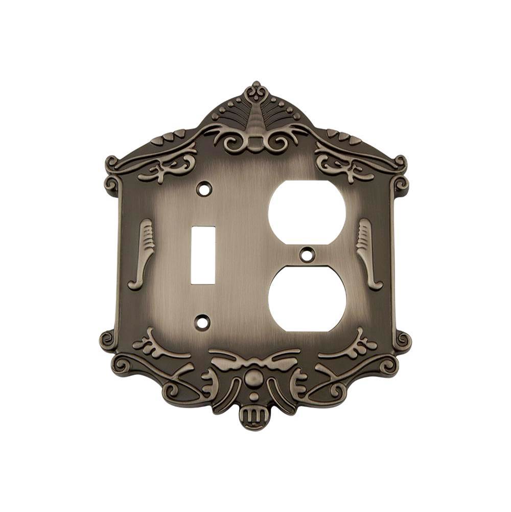 Nostalgic Warehouse Nostalgic Warehouse Victorian Switch Plate with Toggle and Outlet in Antique Pewter