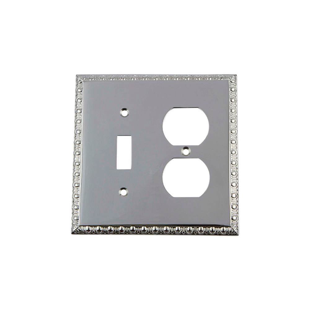 Nostalgic Warehouse Nostalgic Warehouse Egg & Dart Switch Plate with Toggle and Outlet in Bright Chrome