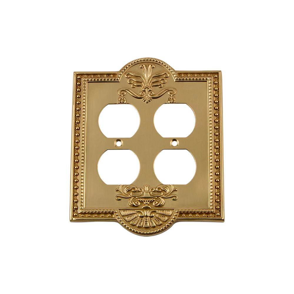 Nostalgic Warehouse Nostalgic Warehouse Meadows Switch Plate with Double Outlet in Polished Brass