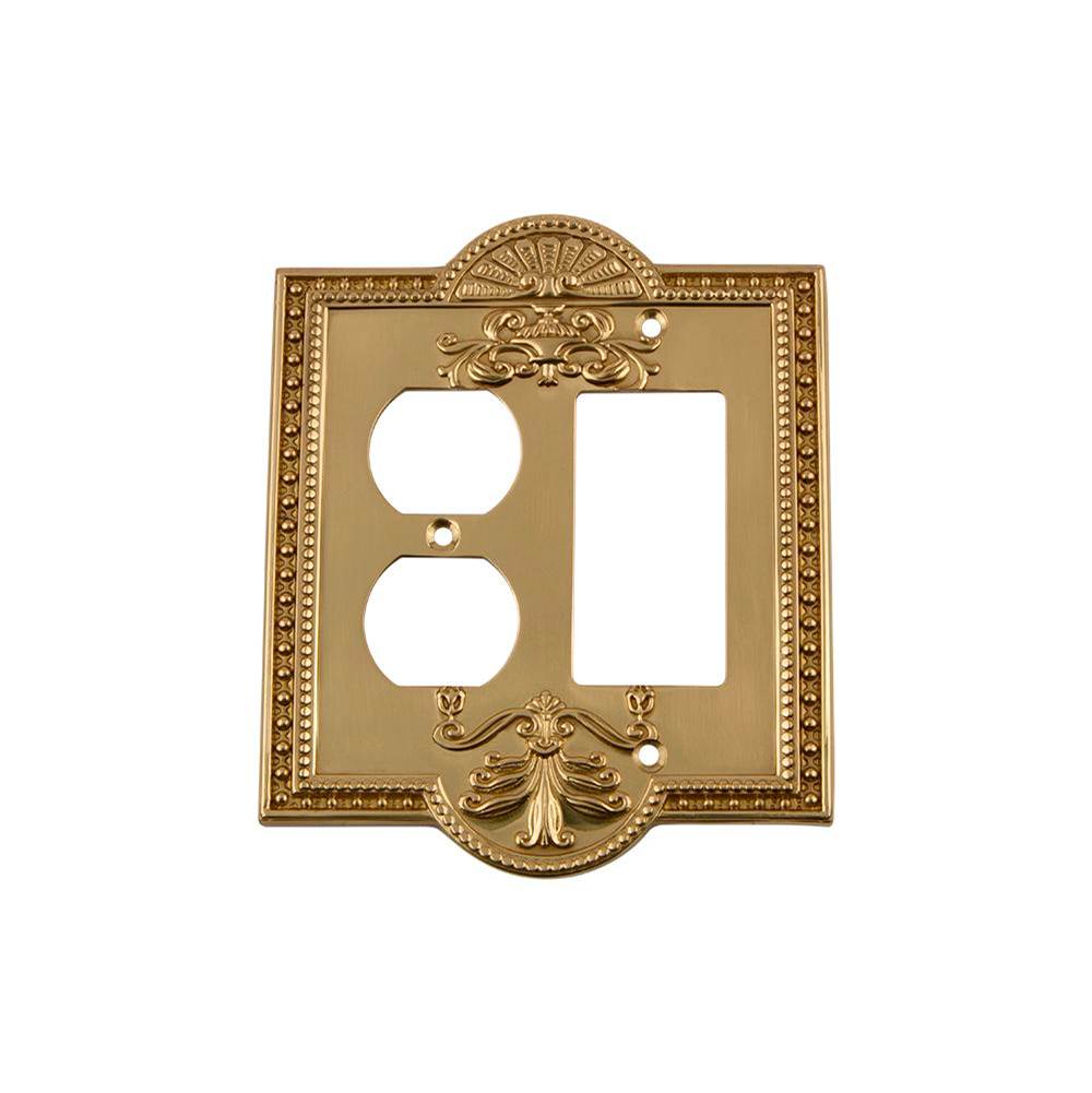 Nostalgic Warehouse Nostalgic Warehouse Meadows Switch Plate with Rocker and Outlet in Polished Brass