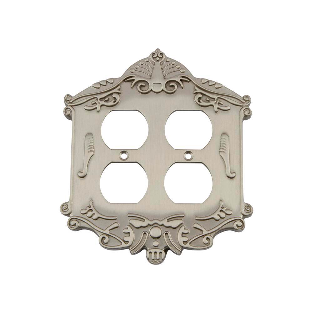 Nostalgic Warehouse Nostalgic Warehouse Victorian Switch Plate with Double Outlet in Satin Nickel