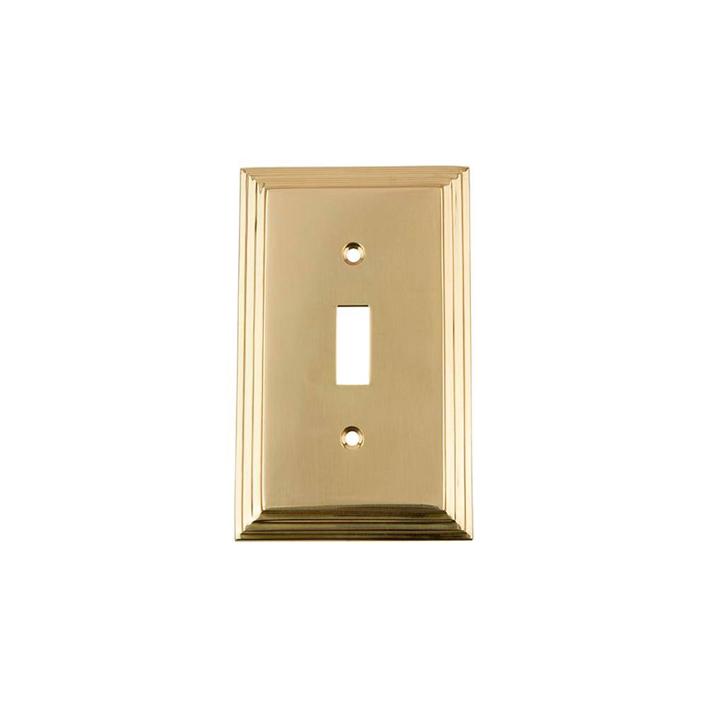 Nostalgic Warehouse Nostalgic Warehouse Deco Switch Plate with Single Toggle in Unlacquered Brass
