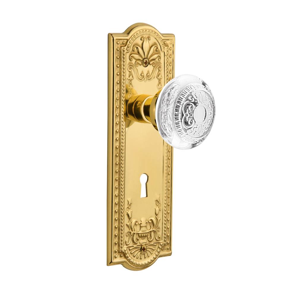 Nostalgic Warehouse Nostalgic Warehouse Meadows Plate Privacy with Keyhole Crystal Egg & Dart Knob in Unlacquered Brass