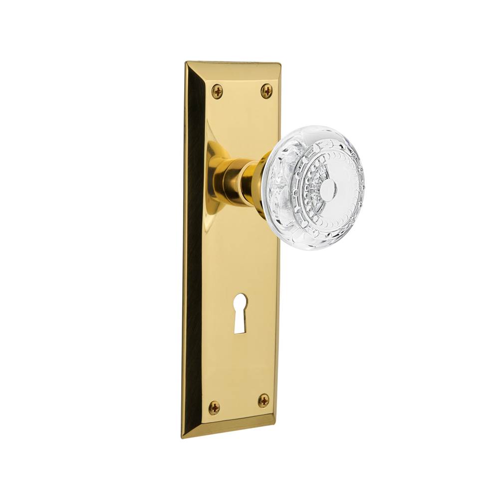 Nostalgic Warehouse Nostalgic Warehouse New York Plate Double Dummy with Keyhole Crystal Meadows Knob in Unlacquered Brass