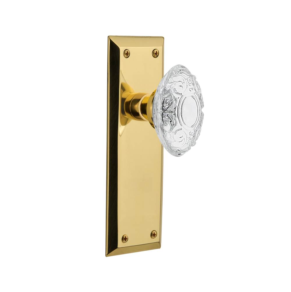 Nostalgic Warehouse Nostalgic Warehouse New York Plate Privacy Crystal Victorian Knob in Unlacquered Brass